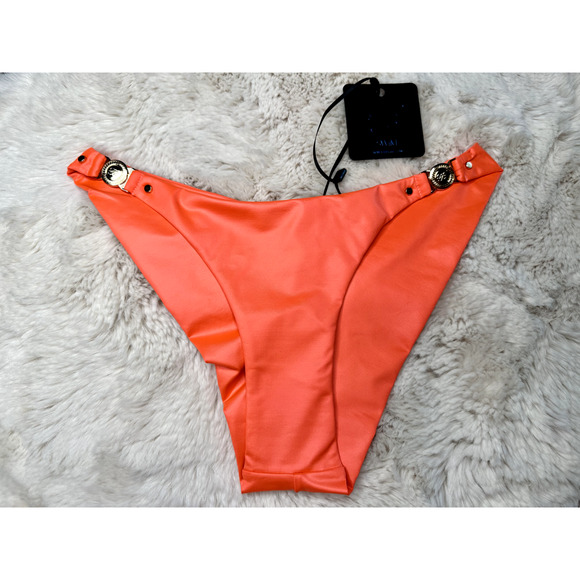 RARE🔥 Honey Birdette DAKOTA💧🩷 Neon Coral Cheeky Bottom XS - Picture 1 of 3
